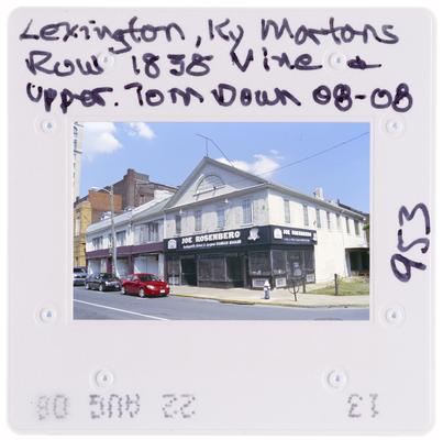 Lexington, Kentucky - Mortons Row 1838, Vine and Upper torn down
