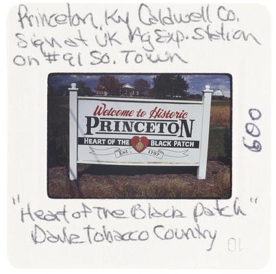 Princeton, Kentucky, Caldwell County - sign at University of Kentucky Agriculture Experiment Station on number 91 south town - Heart of the Black Patch Tobacco Country