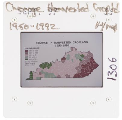 Change Harvested Cropland 1950-1992 Kentucky Map