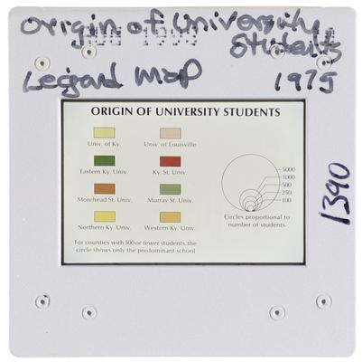 Origin of University Students Legend Map 1975