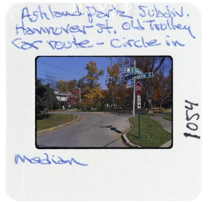 Ashland Park Subdivision - Hanover Street Old Trolley Car Route - Circle in Median