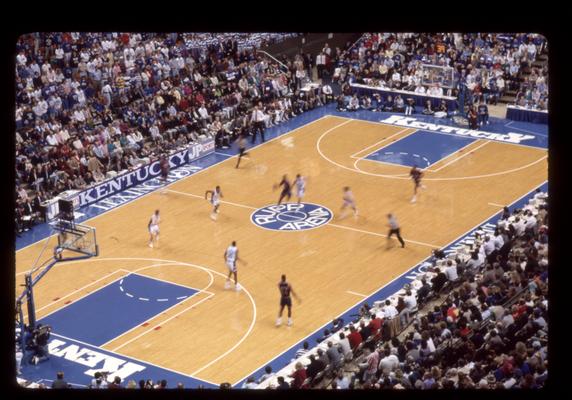 Looking down at Rupp Arena court during game