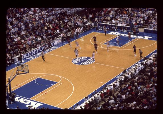 Looking down at Rupp Arena court during game