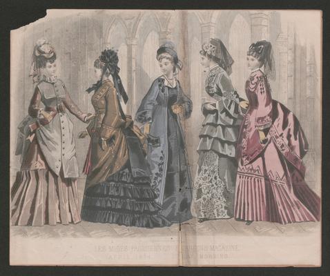 Color engraving: Les modes Parisiennes: Peterson's Magazine. April, 1874. Sunday Morning. Engraved and Printed by Illman Brookes