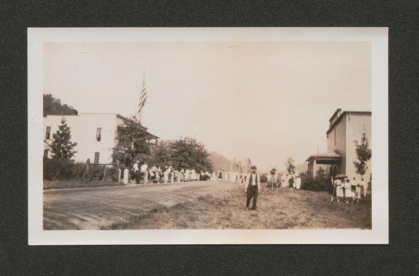 Crowd along a town street