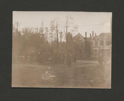 Group of men by the church