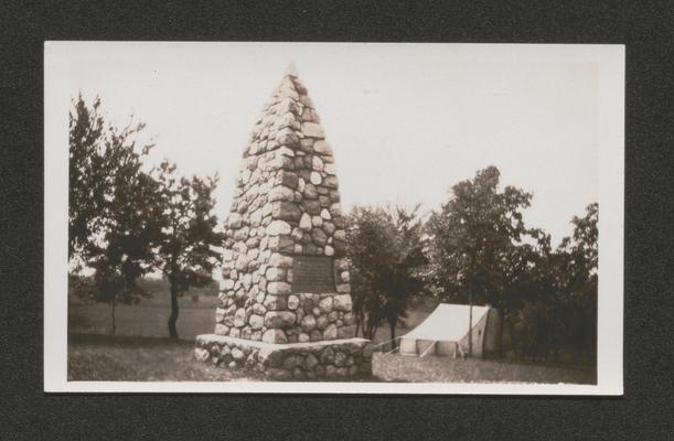 Stone obelisk with tablet