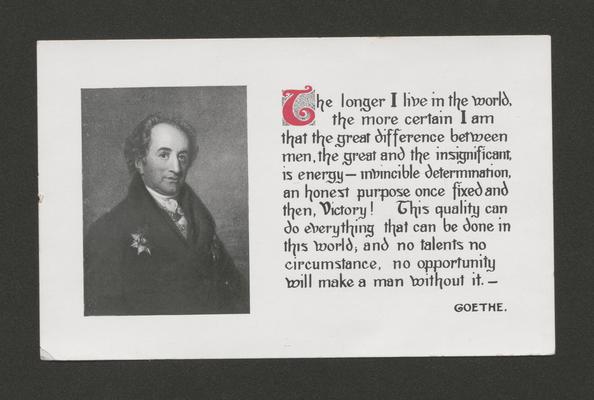 Man, printed on a card with a quote from Goethe