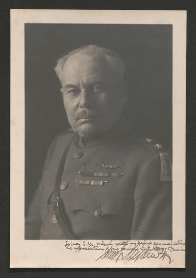 Portrait of man in a military uniform, autographed to S. [Samuel] M. Wilson