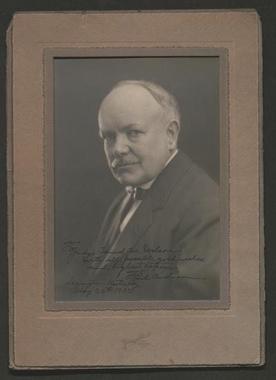 Portrait autographed To Judge Samuel M. Wilson, with all possible good wishes and highest esteem. J. Paul Anderson. May 20th 1932.; Young & Carl, Cincinnati, U.S.A