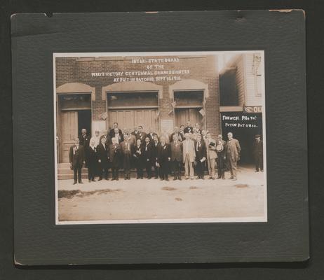 Large group of men, including Samuel M. Wilson. Inter-state Board of the Perry's Victory Centennial Commissioners at Putin Bay, Ohio. Sept 10, 1910