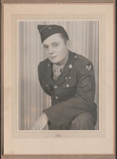 Unidentified young man in U.S. Army uniform, with sergeant's stripes