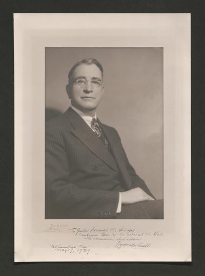 Portrait, signed to Judge Samuel M. Wilson; Landon G. Bell. Columbus, Ohio. May 19, 1939