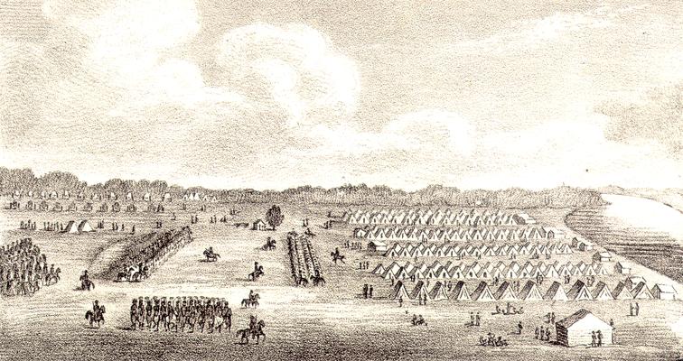 Drawing: Camp Ringgold, Tenn.; Reg. Cavalry, near Matamoras