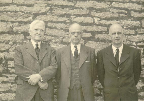Samuel M. Wilson, Robert Stuart Sanders, Robert Whitefield Miles. Walnut Hill Church. September 30, 1945.; Photo by Winston Coleman; Lexington, KY