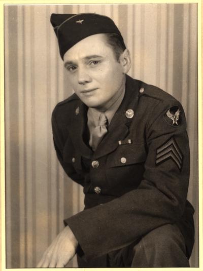 Unidentified young man in U.S. Army uniform, with sergeant's stripes