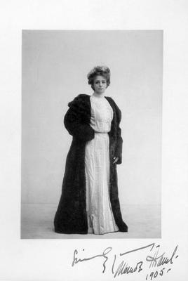Maude Adams; autographed:                          Sincerely. Maude Adams, 1905 ; Photographer: Sarony, New York