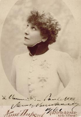 Sarah Bernhardt; autographed; Photographer: Aime DuPont; New York