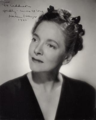 Helen Hayes,                          To Addison fondly-since so long, Helen Hayes 1945; Photographer: Marcus Blechman