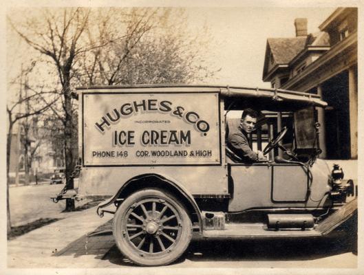 Forrest Bronaugh with new fleet of Hughes and Co. ice cream trucks