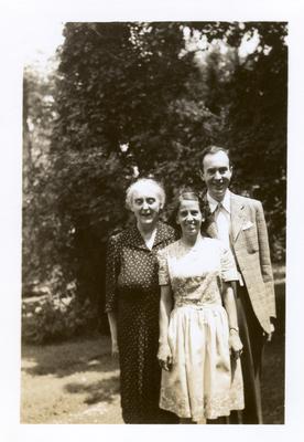 Margaret Wickliffe Preston Johnson (1885-1964), Philip Preston Johnston III (1918-1964), and an unidentified woman