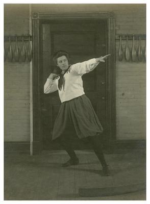 Bryn Mawr College, woman posed with shotput