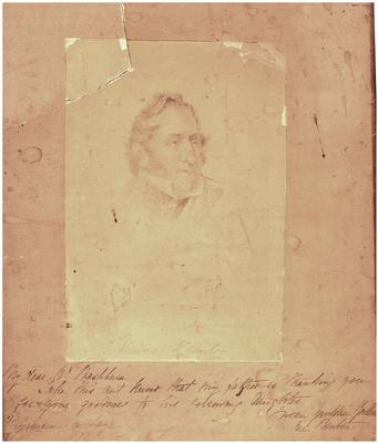 Thomas Hart Benton (1782-1858), U.S. Senator (1821-51), handwritten in ink on paper backing 