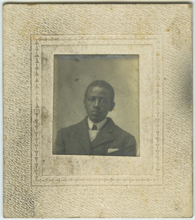Unidentified African American male ; photo located behind item 20 on page 25 of album