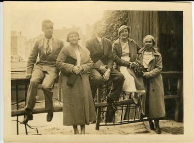 Group of 5 people, includes Louise Willson Worthington