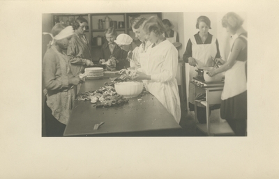 Students cooking.  