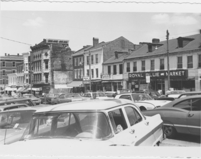 Series FAL-81-F5: Mason Co., Maysville, stores and parking on Market St