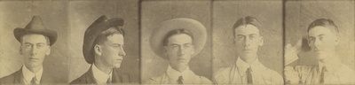 row of five photographs: unidentified man
