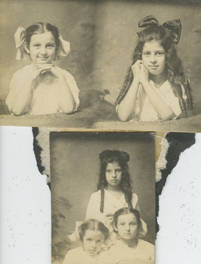 three photographs; unidentified young girls