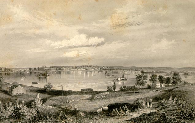 Louisville, KY. Drawn by J.W. Hill. Engraved by Wellstood & Peters