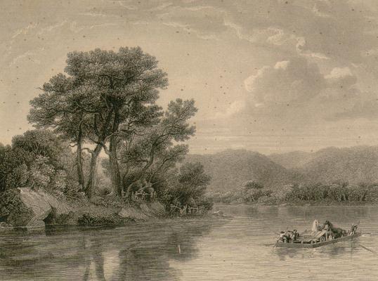 Engraving: Scene on the Ohio. W.T. Russell Smith. George H. Cushman. Printed by D. Stevens