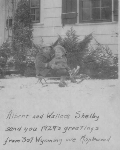 Albert and Wallace Shelby send you 1929's greetings from 307 Wyoming Ave Maplewood