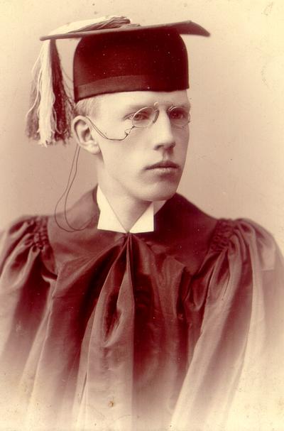 Portrait of a young man in academic gown; Meiley: Lexington, VA