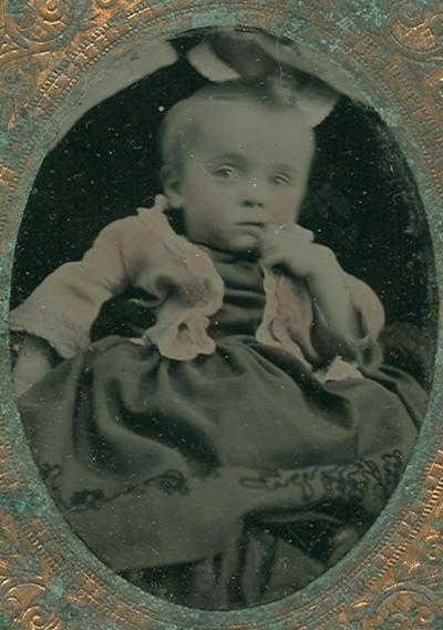 Child, c.1854-70; hand colored and cased; Listed and described in 19th Century Photographs, a catalogue from UK Special Collections