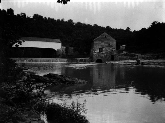 River with Mill in background; King's Mill on the Dix River. Photograph by Dr. Louis Mulligan