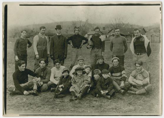 Vinson with football players at Centre College, Danville, Kentucky. Vinson, center of back row in football uniform