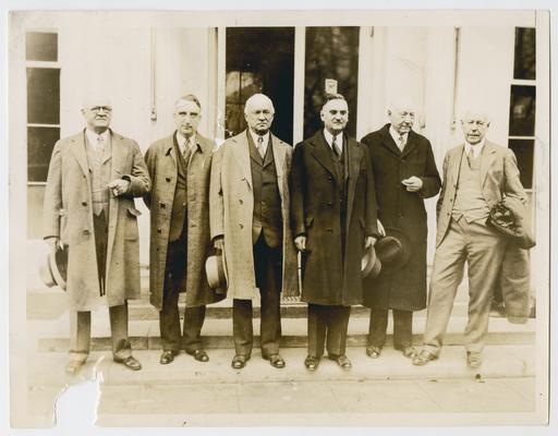 House Subcommittee on Internal Revenue Taxation. Left to right:  David Lewis, Maryland; Fred M. Vinson, Kentucky; Allen Treadway, Massachusetts; Knute Hill, Washington; R.L. Doughton, North Carolina; Howard Knutson, Minnesota