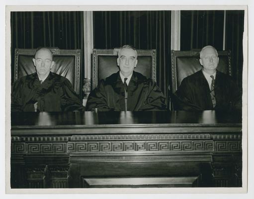US Emergency Court of Appeals. Left to right: Justice Calvert Magruder, Justice Vinson, and Justice Albert B. Maries