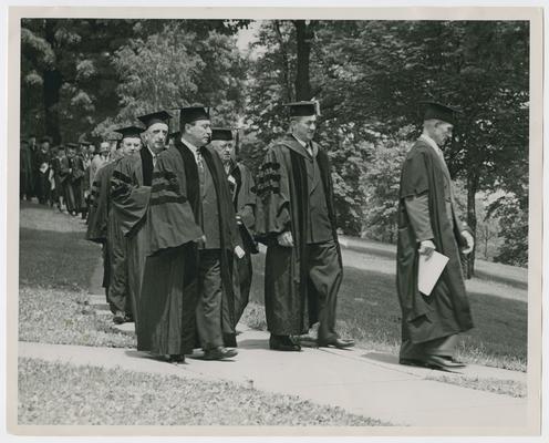 Chief Justice Vinson, left, fourth in line of academic procession, receives honorary degree at Washington and Lee University