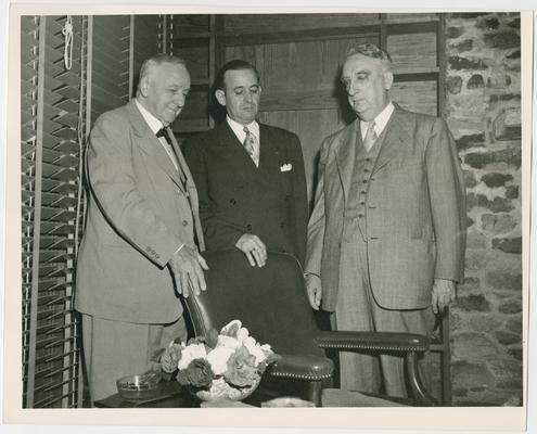 Dedication of Little White House, Warm Springs, Georgia. Left to right: Josephus Daniels, Governor M.E. Thompson, Chief Justice Vinson