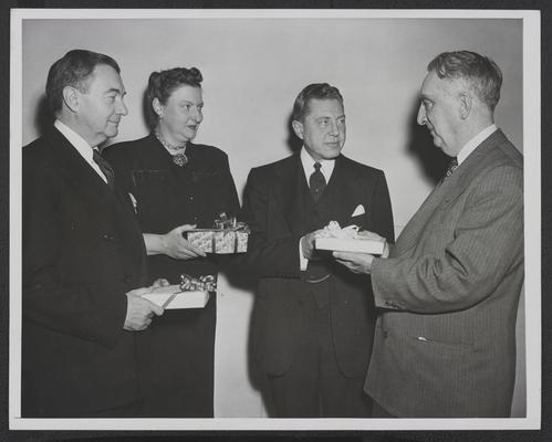 Chief Justice Vinson, right, at party honoring Cropley's fortieth anniversary with the Court