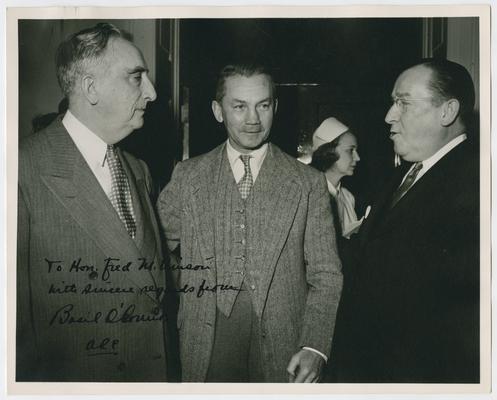 Chief Justice Vinson with Secretary of Defense Forrestal and Basil O'Connor