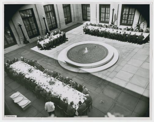 Overhead view of judicial luncheon, Supreme Court Plaza