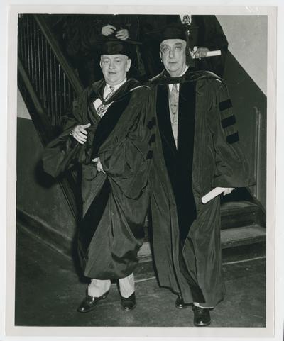 Chief Justice Vinson, right, with John Marshall, both in academic robes
