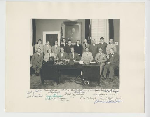 Secretary Vinson and his Treasury staff. Signed by each member