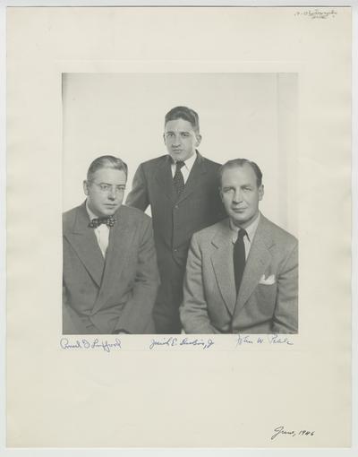 Members of Secretary Vinson's staff: Ansel Luxford, Josiah E. Dubois, Jr., and John W. Peale